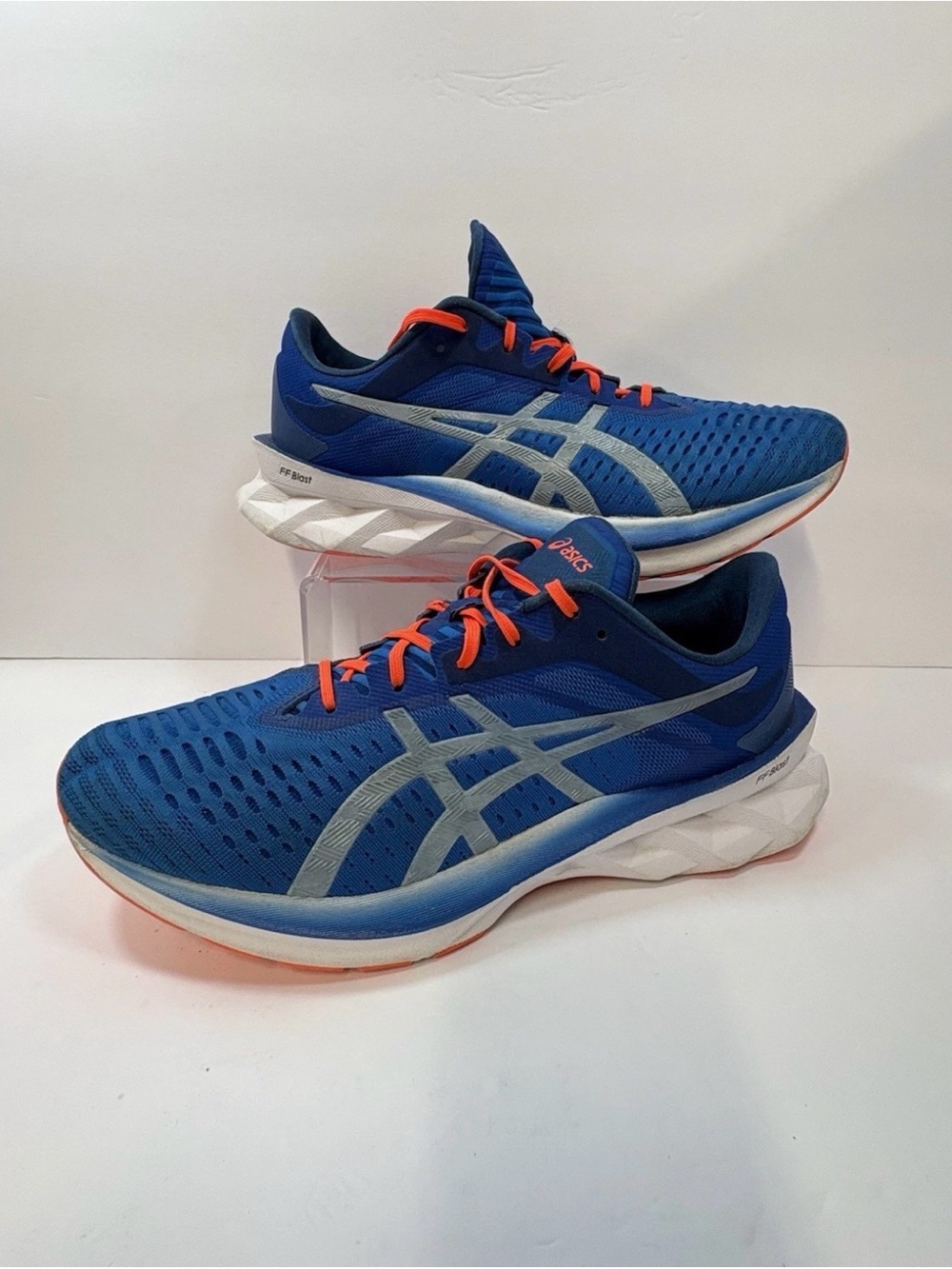 Asics Royal Blue Running Trainers with Neon Orange Laces